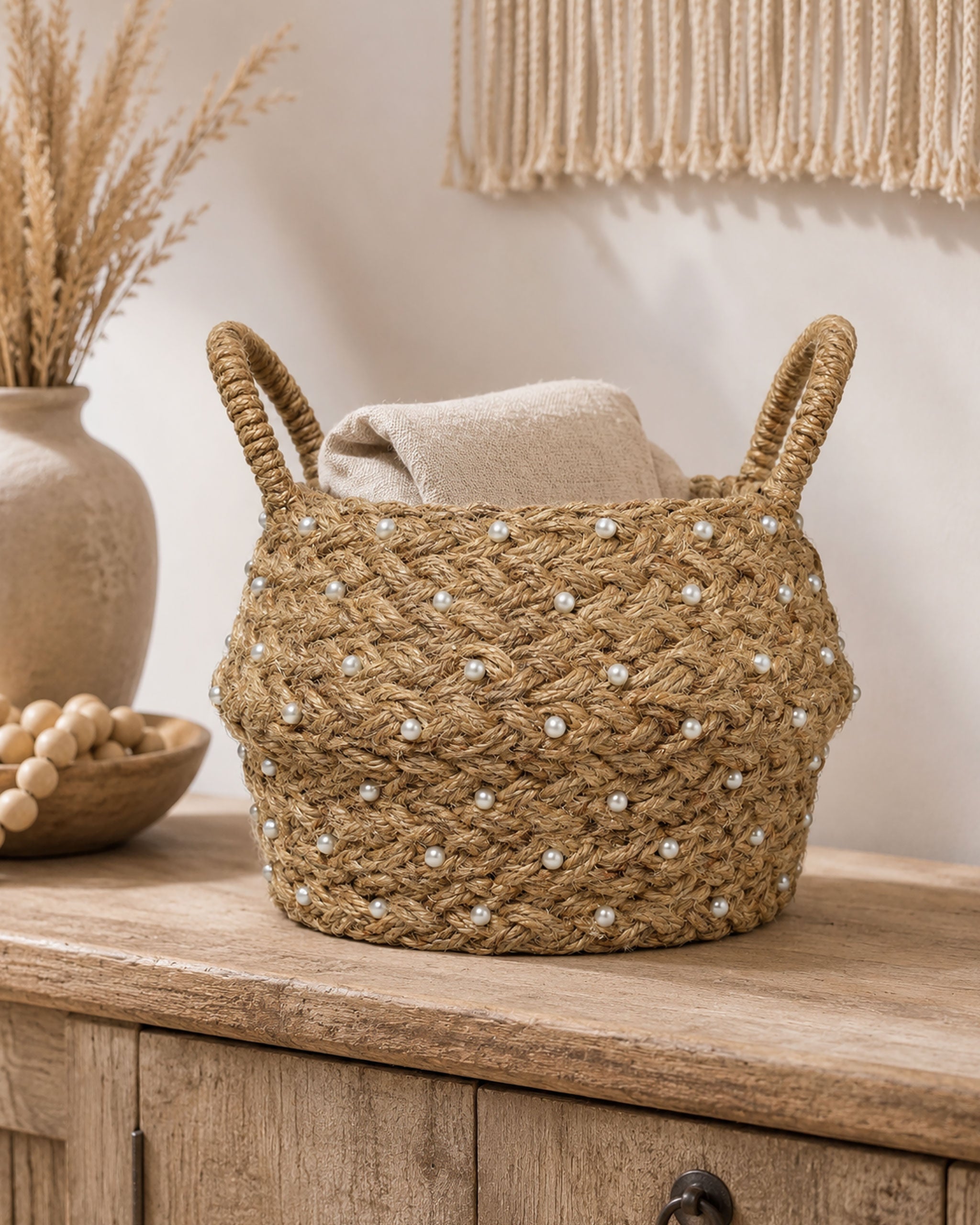 Beaded Tawny Basket
