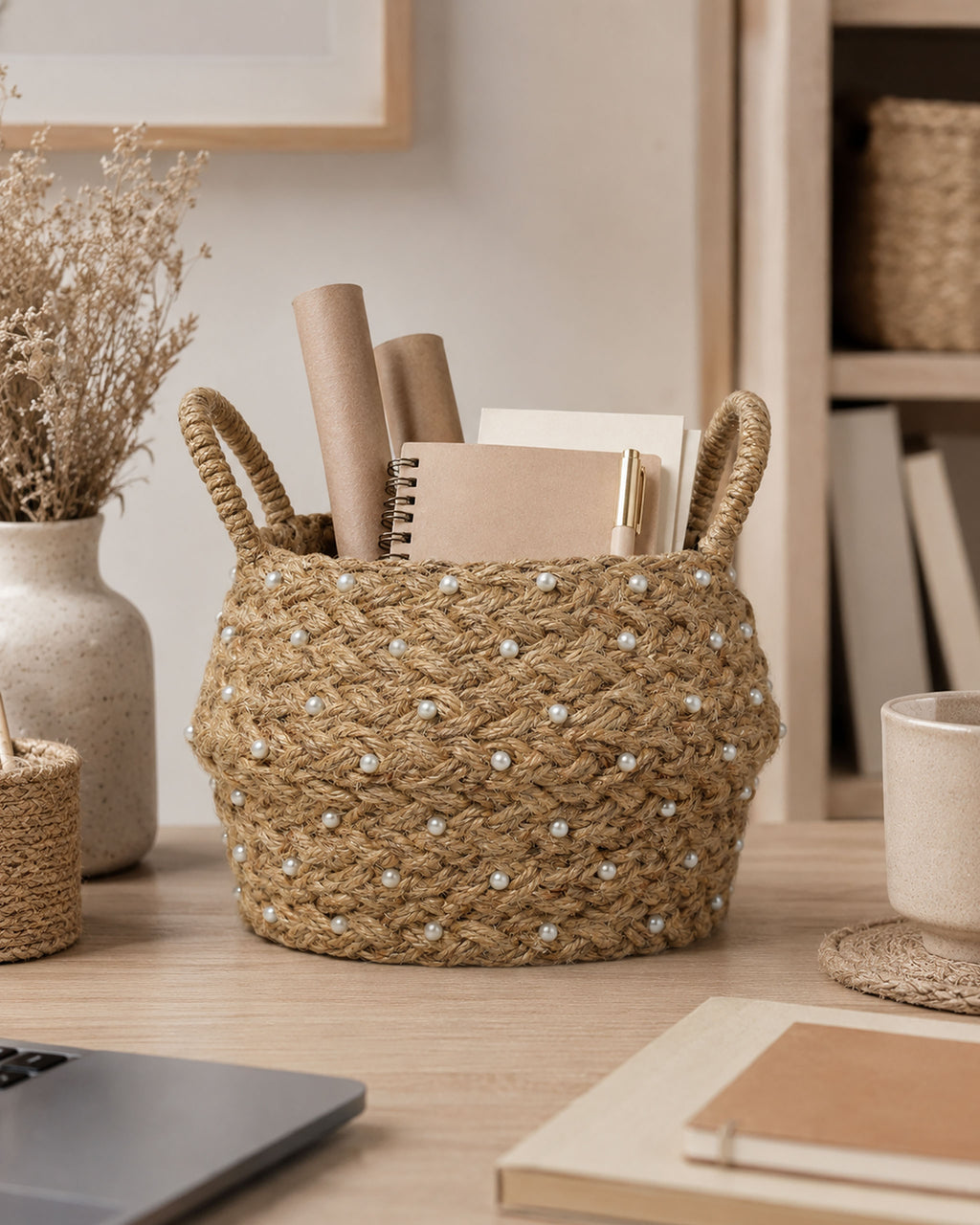 Beaded Tawny Basket
